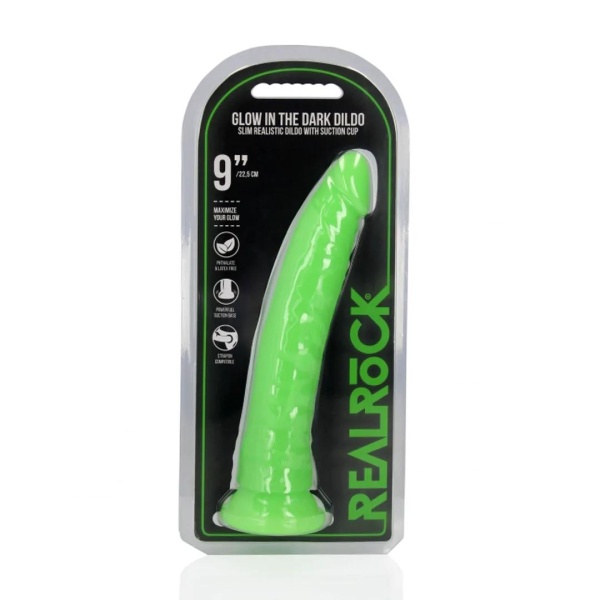 Slim Realistic Dildo with Suction Cup - Glow in the Dark - 9'' / 22,5 cm - Bilde 8