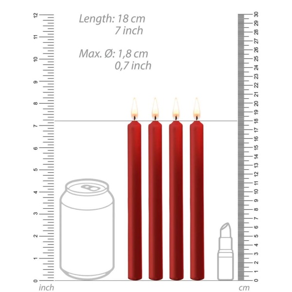 Teasing Wax Candles - 4 Pieces - Large - Red - Bilde 3