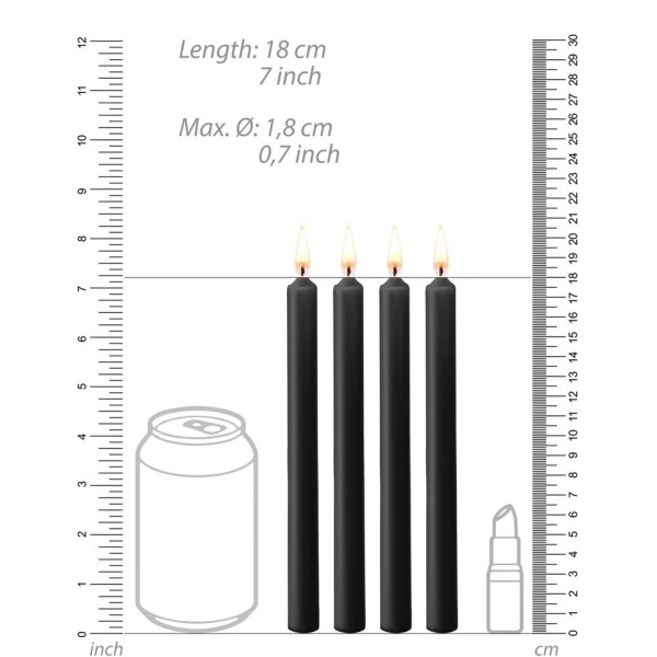 Teasing Wax Candles - 4 Pieces - Large - Black - Bilde 3