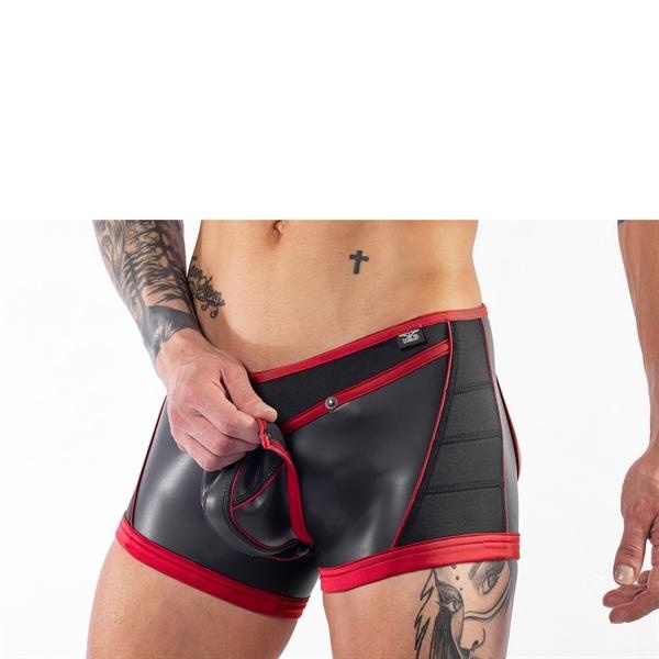 Mister B Neoprene V-Shaped Shorts Open Back Black Red - Bilde 2