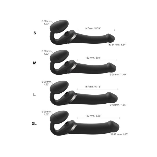 Strap-On-Me - Multi Orgasm - Strap-On Vibrator with Licking Stimulator Size L - Blck - Bilde 3