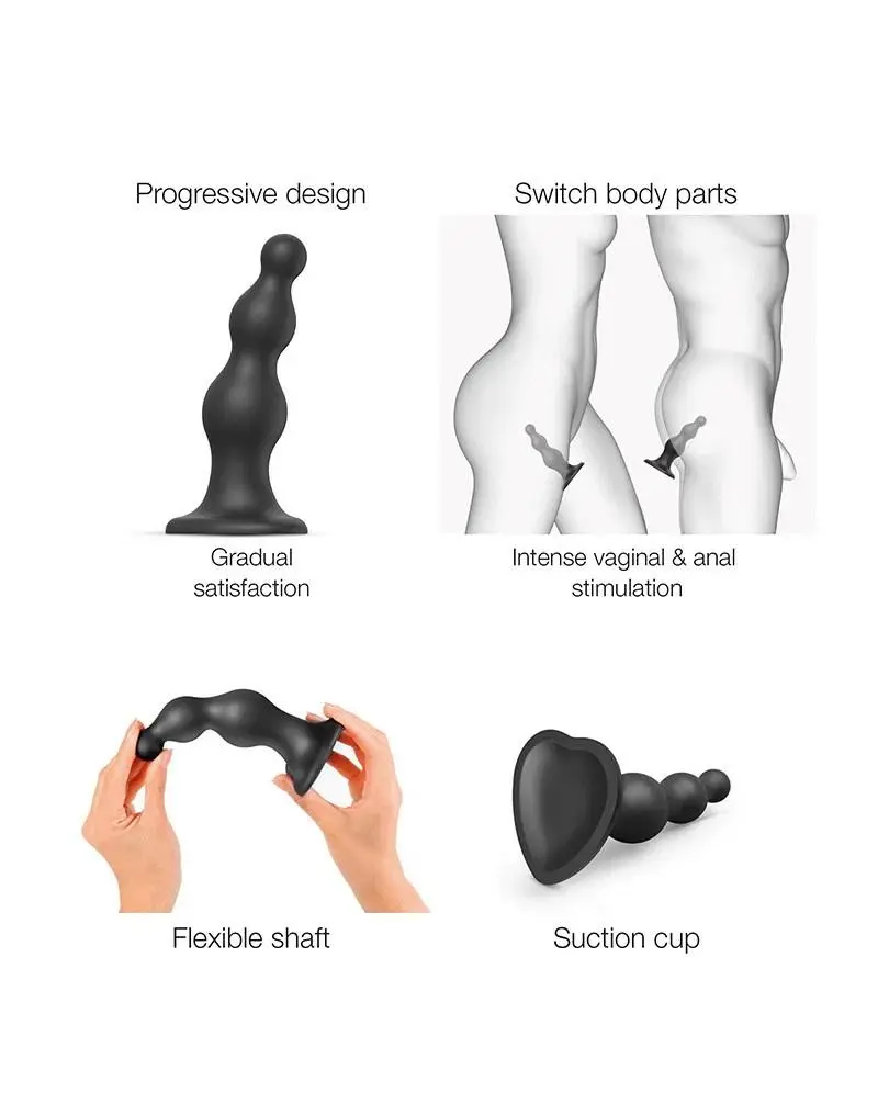 Strap-On-Me - Dildo Plug Beads Size M - Black - Bilde 2