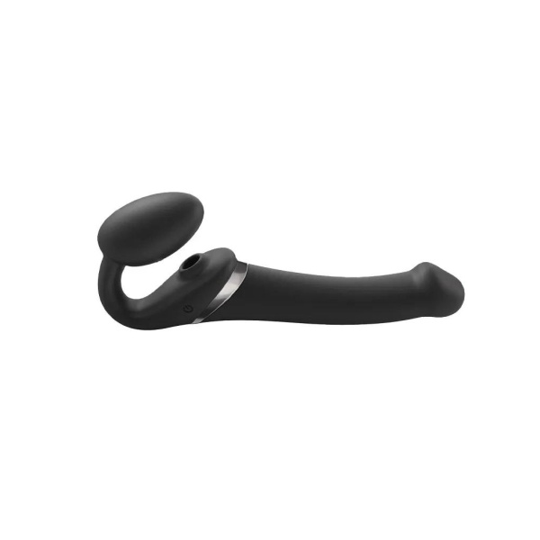Strap-On-Me - Multi Orgasm - Strap-On Vibrator with Licking Stimulator Size M - Black