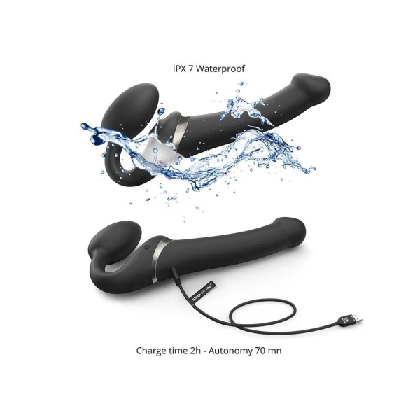 Strap-On-Me - Multi Orgasm - Strap-On Vibrator with Licking Stimulator Size L - Blck - Bilde 4