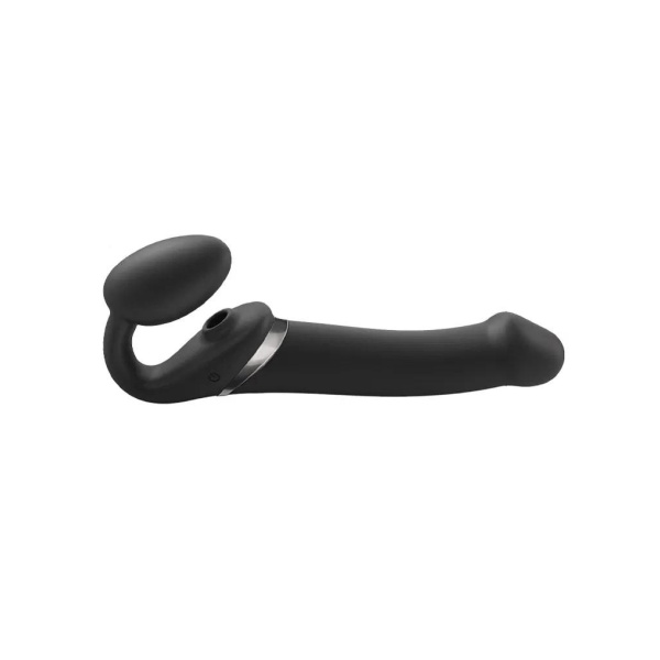 Strap-On-Me - Multi Orgasm - Strap-On Vibrator with Licking Stimulator Size L - Blck