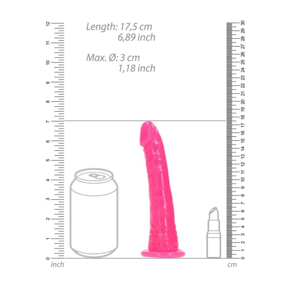 Slim Realistic Dildo with Suction Cup - Glow in the Dark - 6'' / 15,5 cm - Pink - Bilde 4