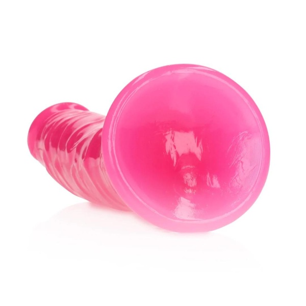 Slim Realistic Dildo with Suction Cup - Glow in the Dark - 7'' / 18 cm - Pink - Bilde 2