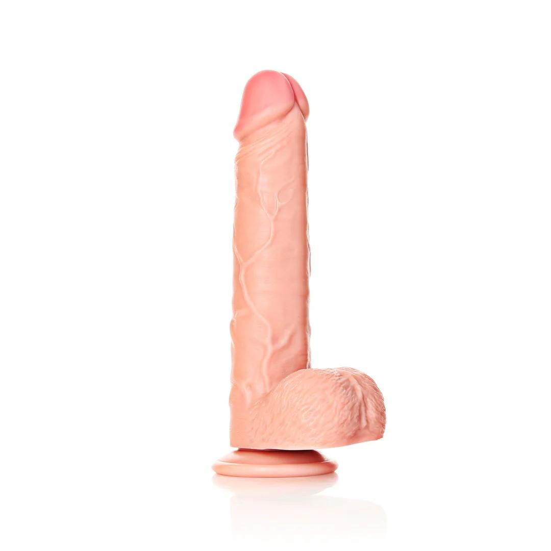 Straight Realistic Dildo with Balls and Suction Cup - 9 / 23 cm - Flesh - Bilde 2