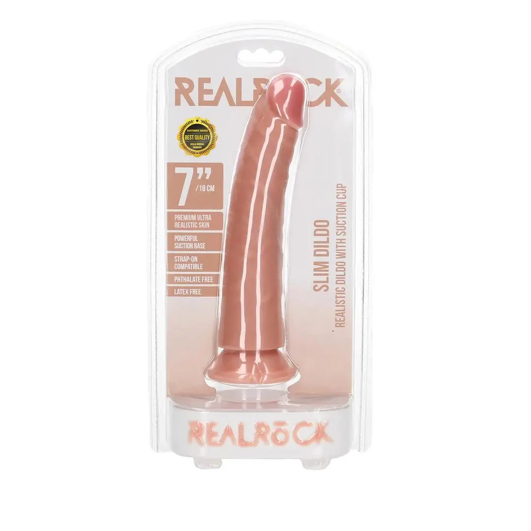 Slim Realistic Dildo with Suction Cup - 7 / 18 cm - Flesh - Bilde 3