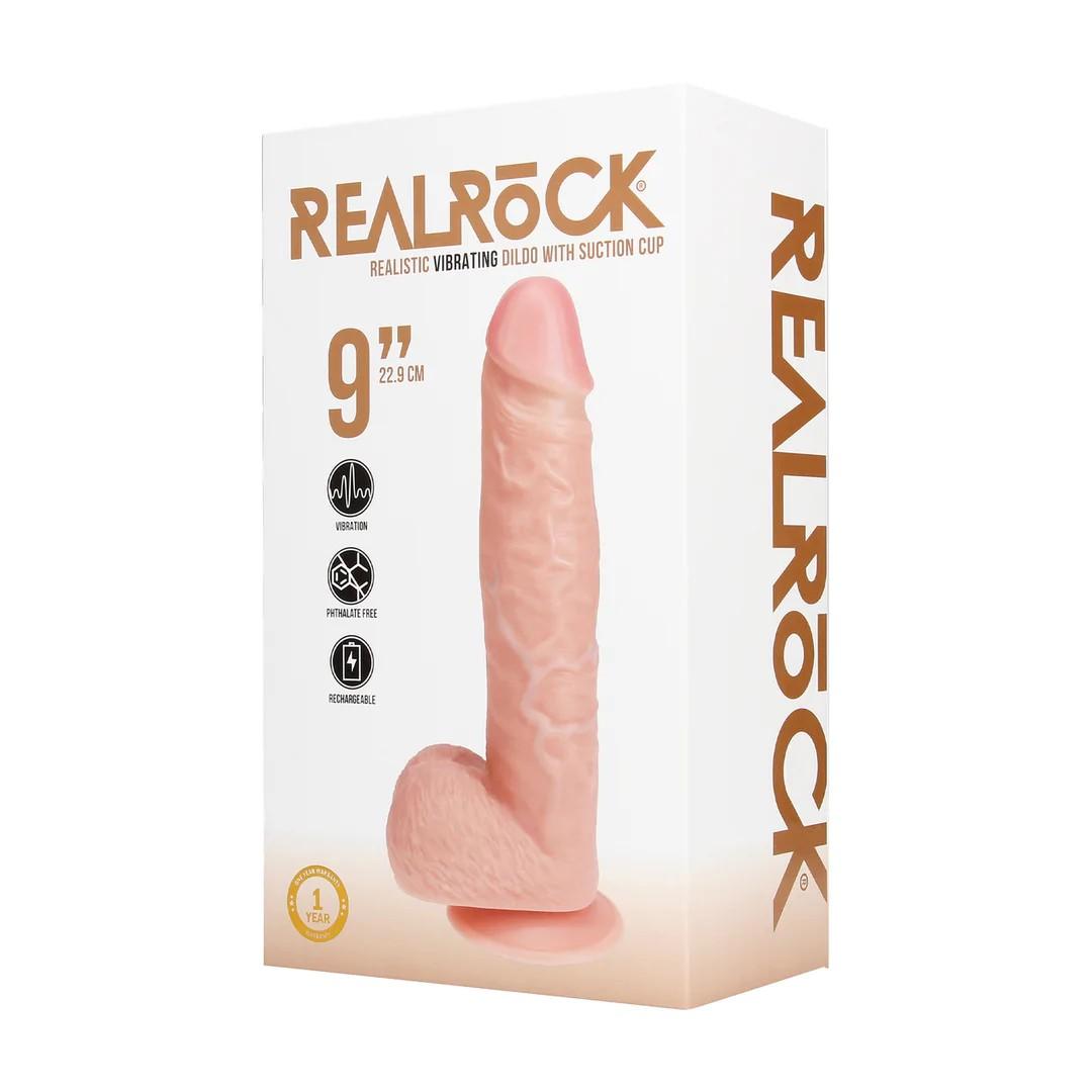 Vibrating Regular Straight Cock with Balls - 9 / 23 cm - Flesh - Bilde 3