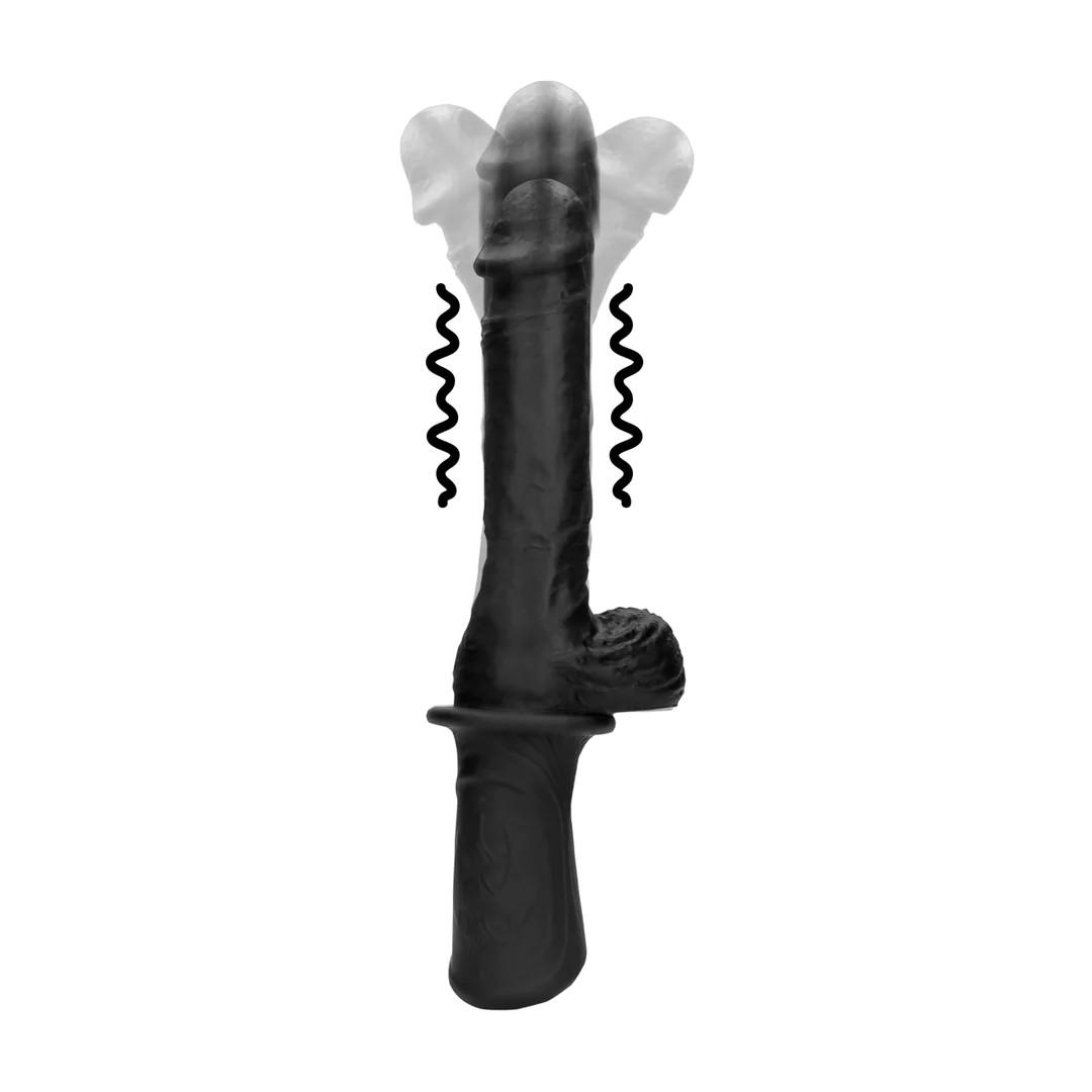 Hand Held Liquid Silicone Vibrating and Thrusting Sex Machine - Black - Bilde 4