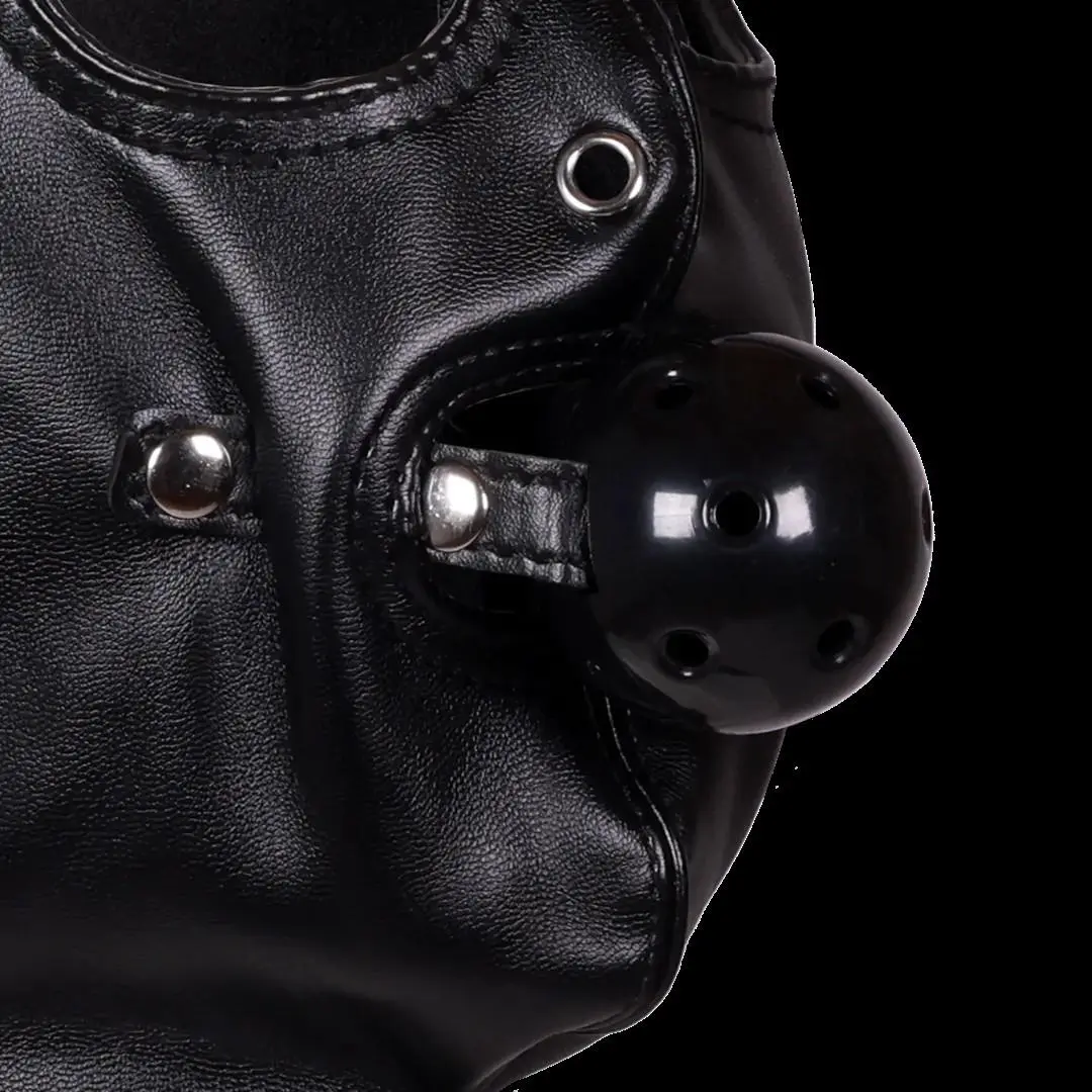 Blindfolded Mask with Breathable Ball Gag - Black - Bilde 5