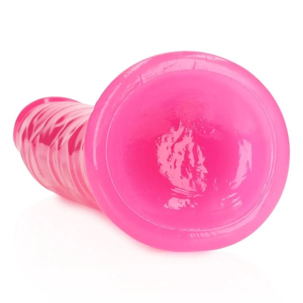 Slim Realistic Dildo with Suction Cup - Glow in the Dark - 9'' / 22,5 cm - Pink - Bilde 6
