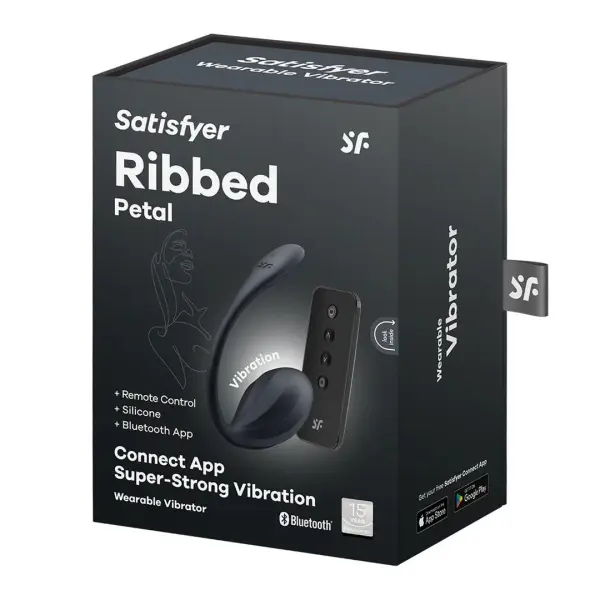 Ribbed Petal Connect App - Wearable Couple Vibrator - Black - Bilde 3