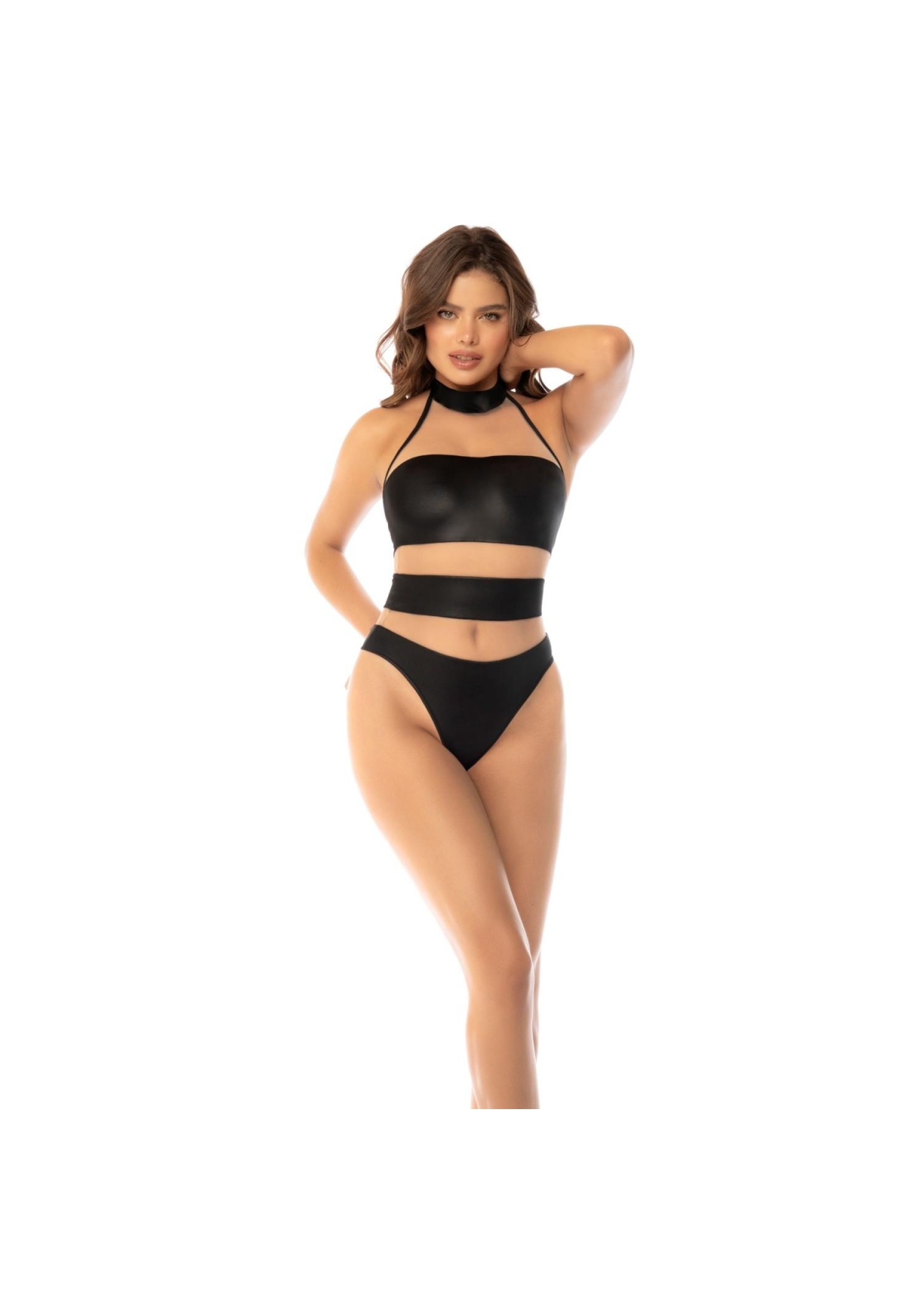 Halter Bodysuit - Nude/Black