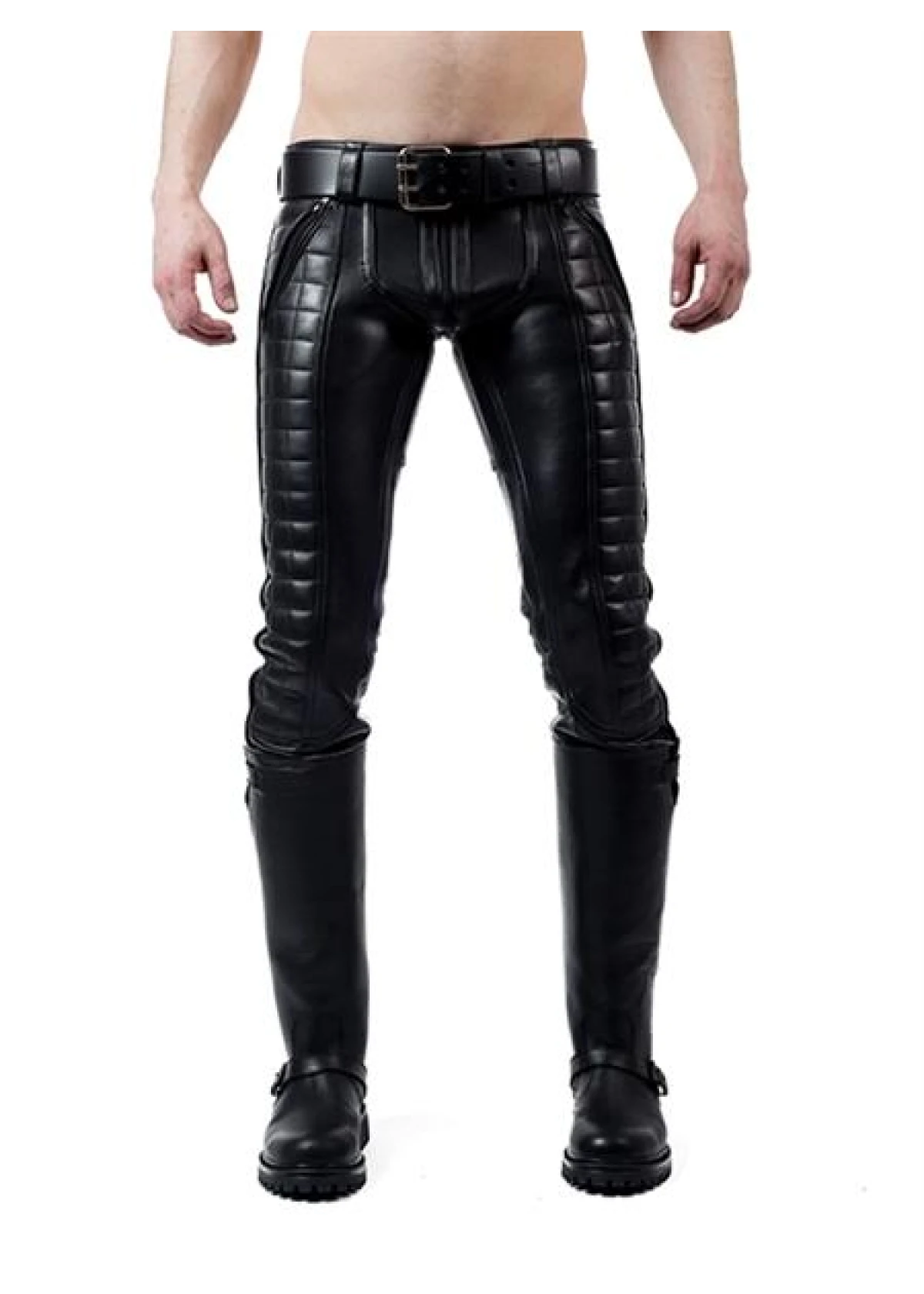 Mister B Leather Indicator Jeans Black Stitching-Piping