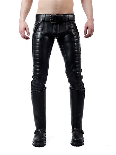 Mister B Leather Indicator Jeans Black Stitching-Piping
