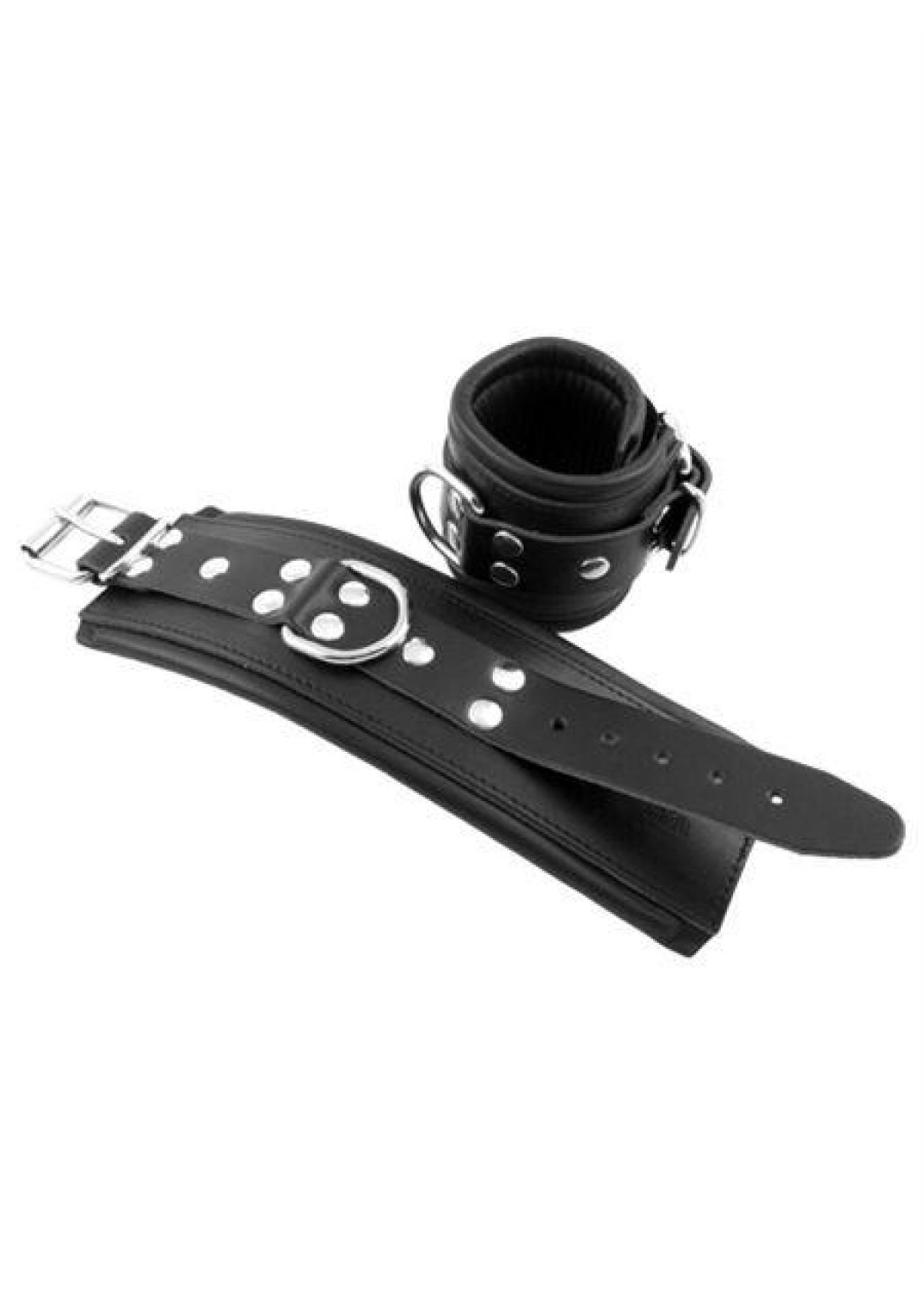 Mister B Leather Wrist Restraints Black Black Padding