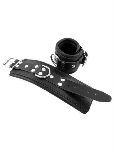 Mister B Leather Wrist Restraints Black Black Padding