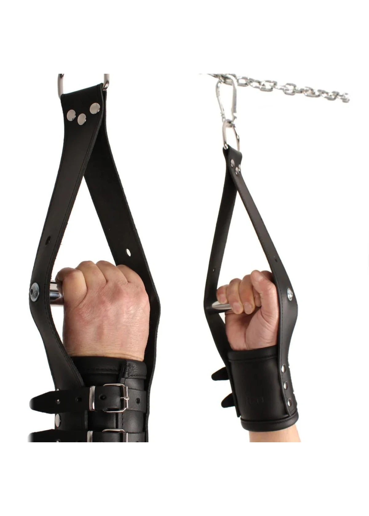Deluxe Leather Suspension Handcuffs - Black