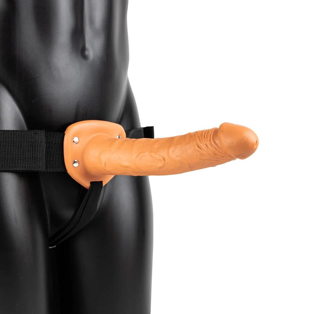 Vibrating Hollow Strap-On without Balls - 10 / 24,5 cm - Tan - Bilde 3