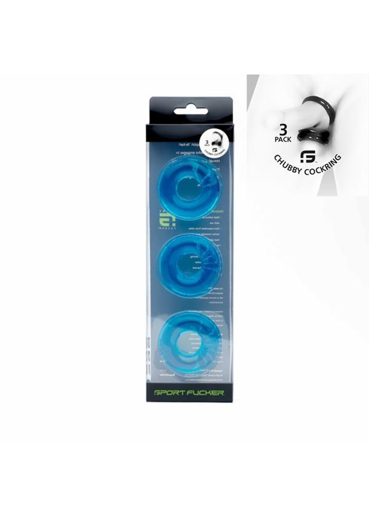 Chubby Rubber Cockring 3-Pack - Ice Blue