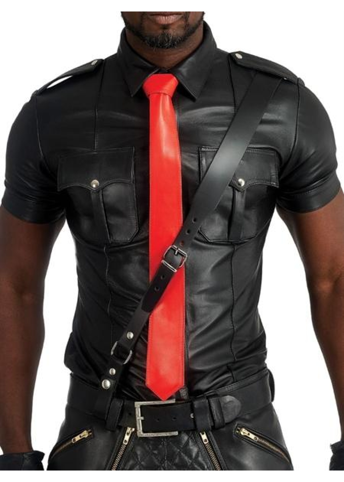 Mister B Leather Tie Stitched - Red