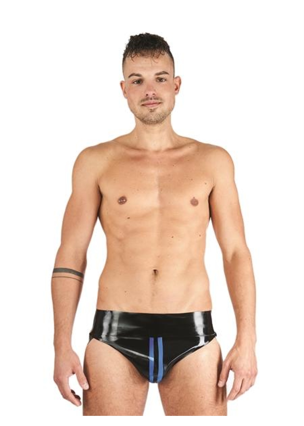 Mister B Rubber Jock Strap Black Blue