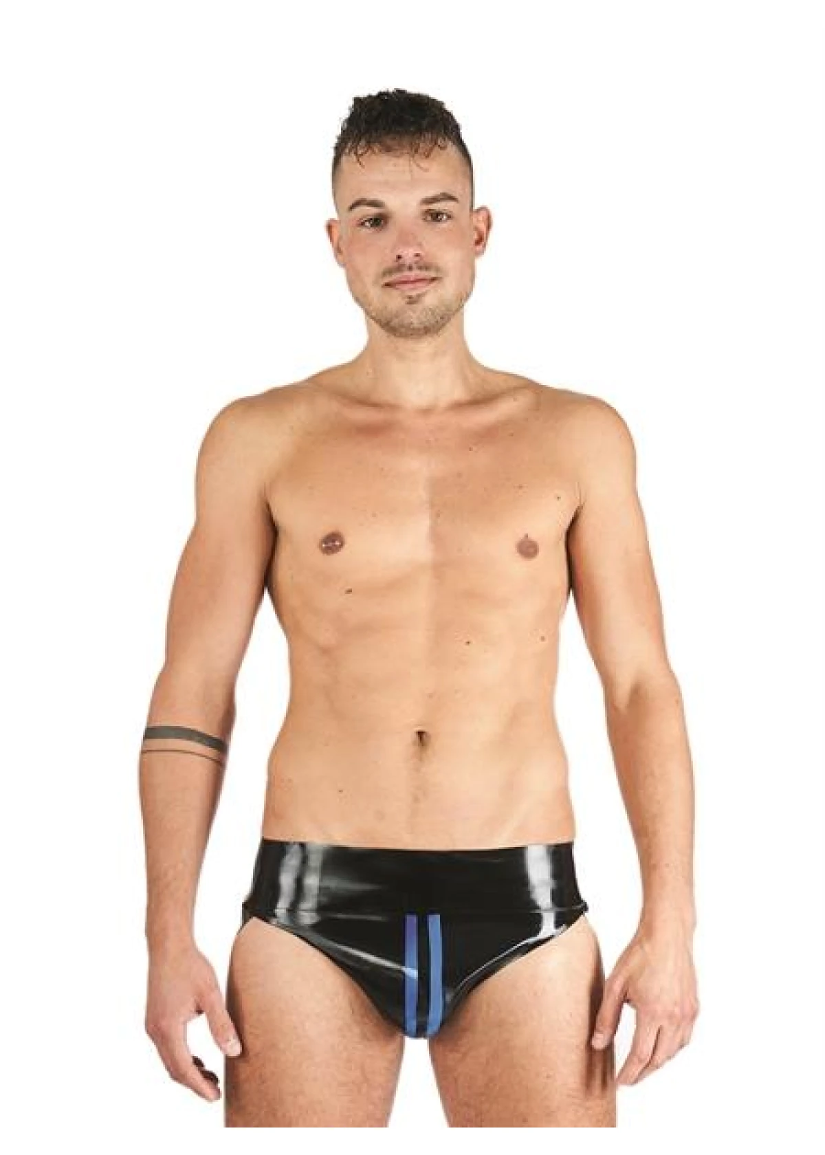 Mister B Rubber Jock Strap Black Blue