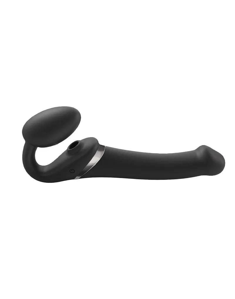 Strap-On-Me - Multi Orgasm - Strap-On Vibrator with Licking Stimulator Size M - Black