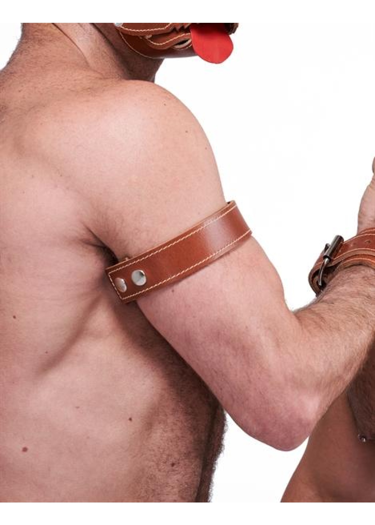 Mister B Leather Biceps Band Stitched - Brown