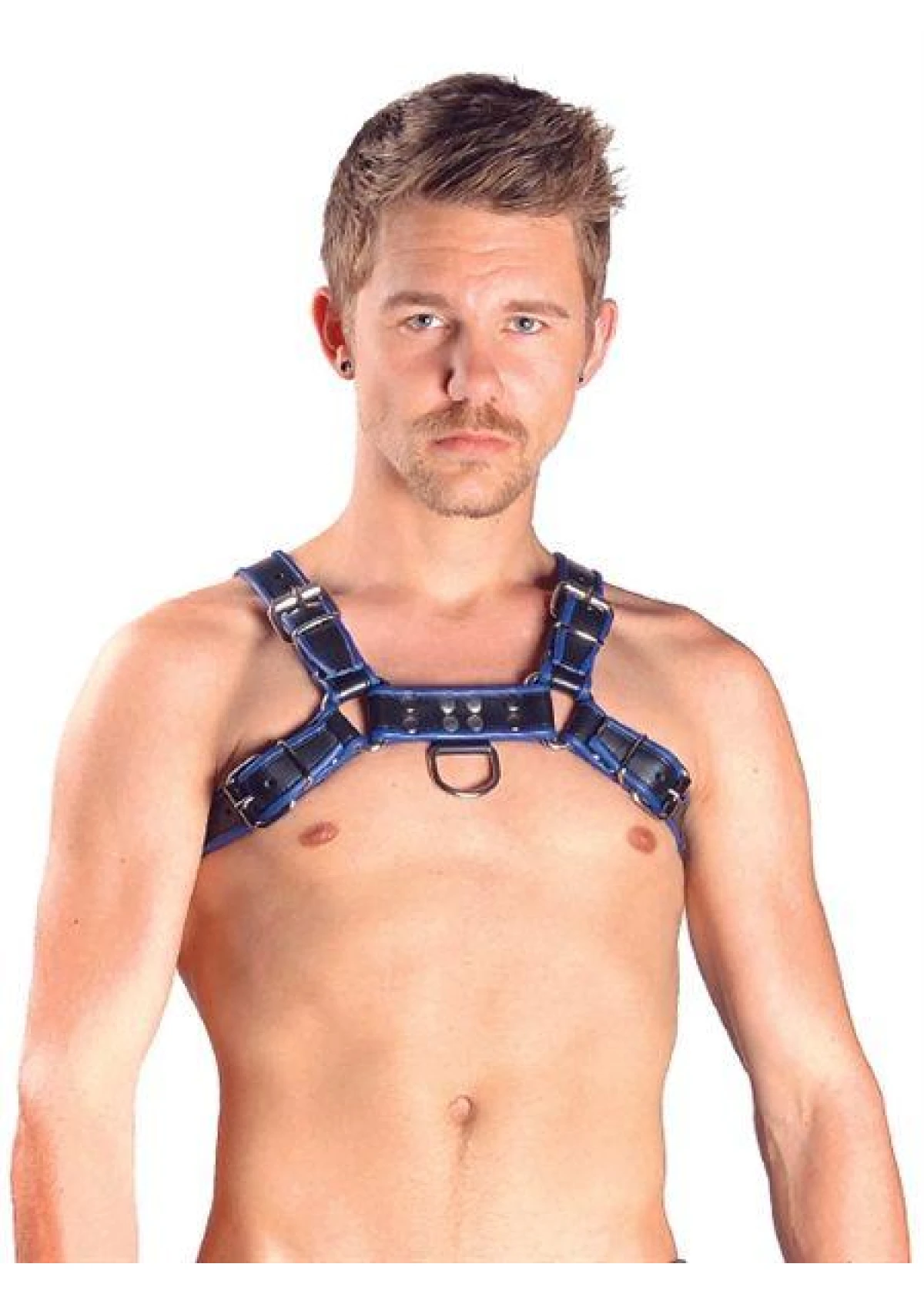 Mister B Leather Chest Harness Black-Blue