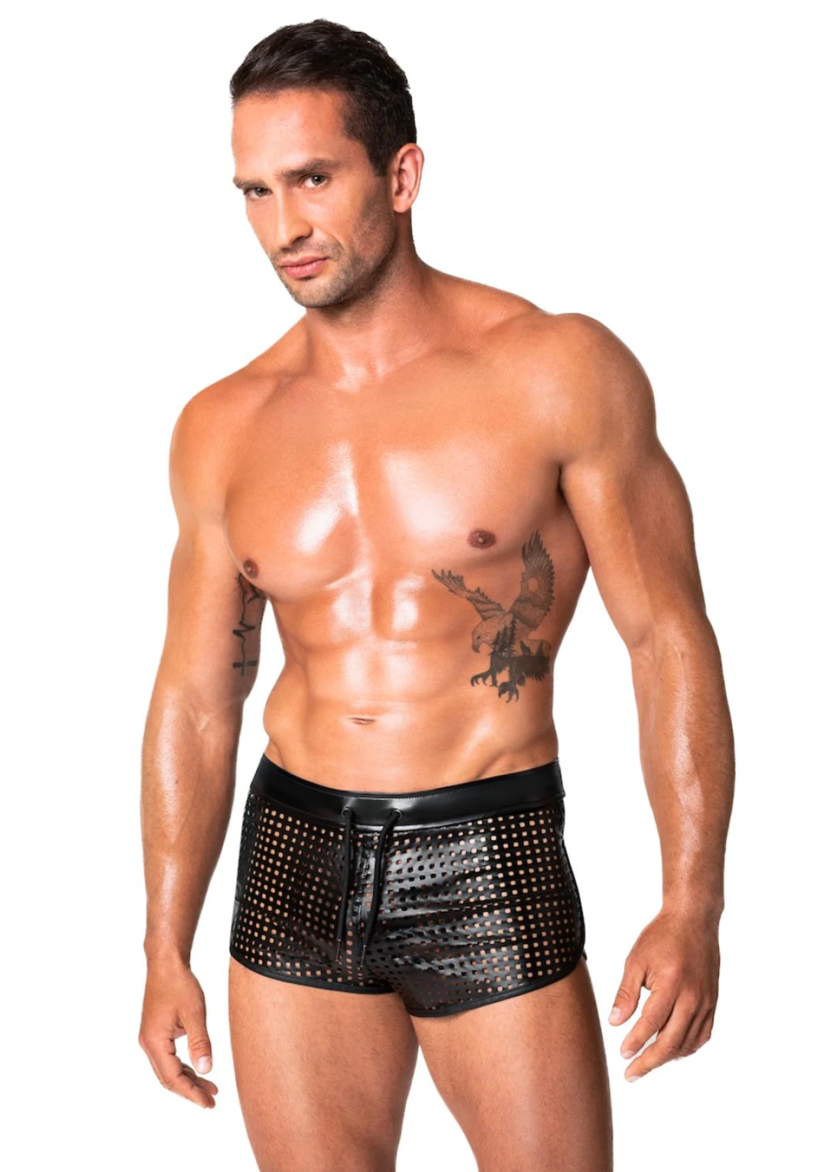 Mayhem powerwetlook lasercut short shorts