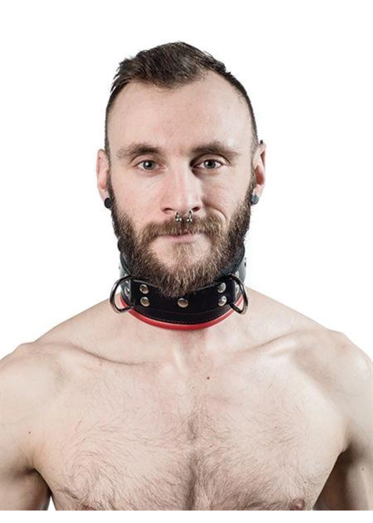 Mister B Leather Slave Collar Red Padding