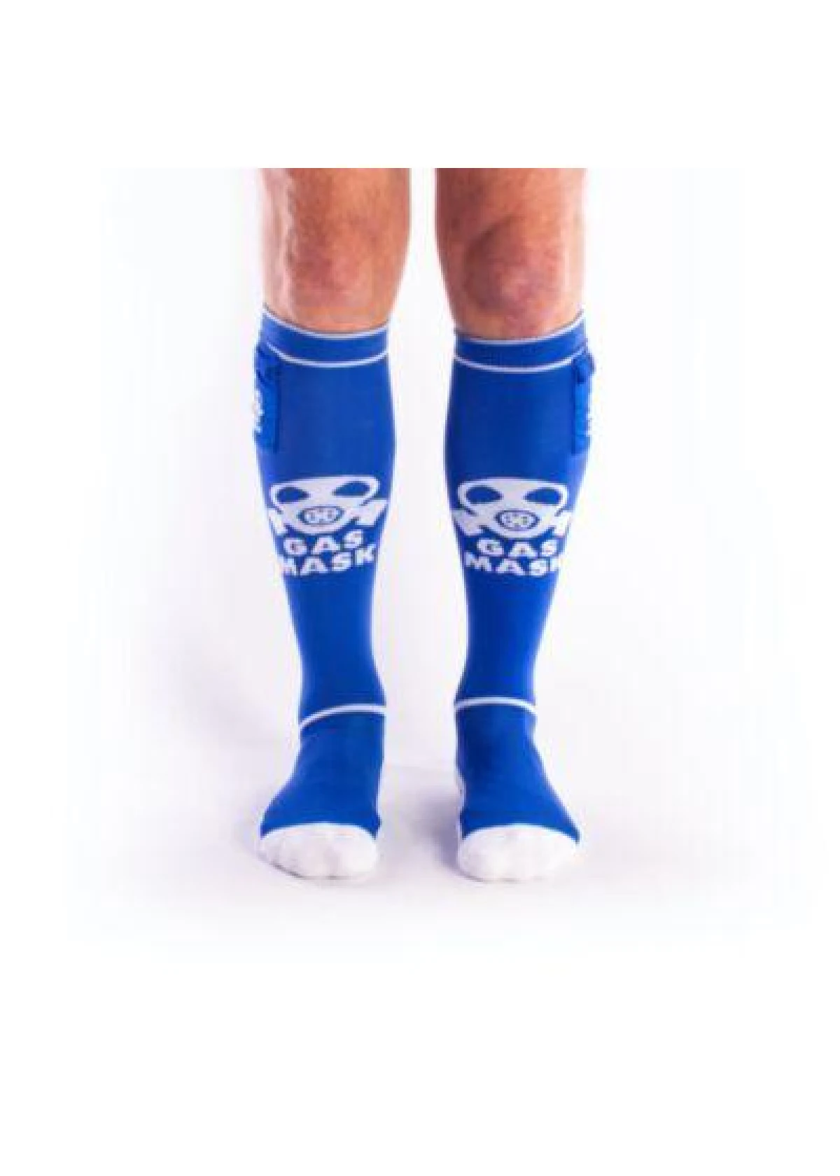 BRUTUS GAS MASK Party Socks w. Pockets Blue / White