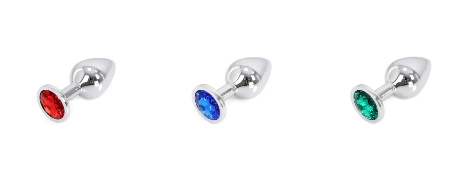 Buttplug Aluminium med Juvel - Small