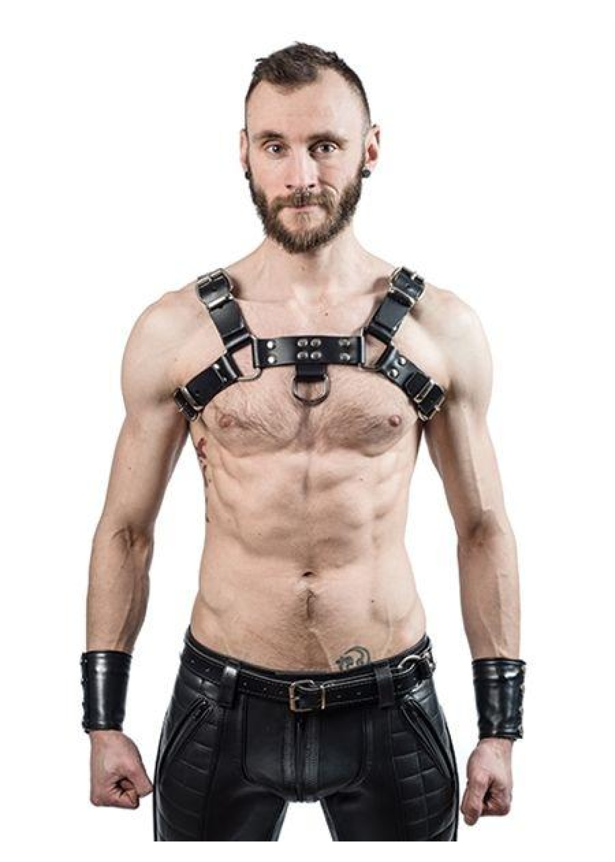Mister B Leather Chest Harness Saddle Leather Black