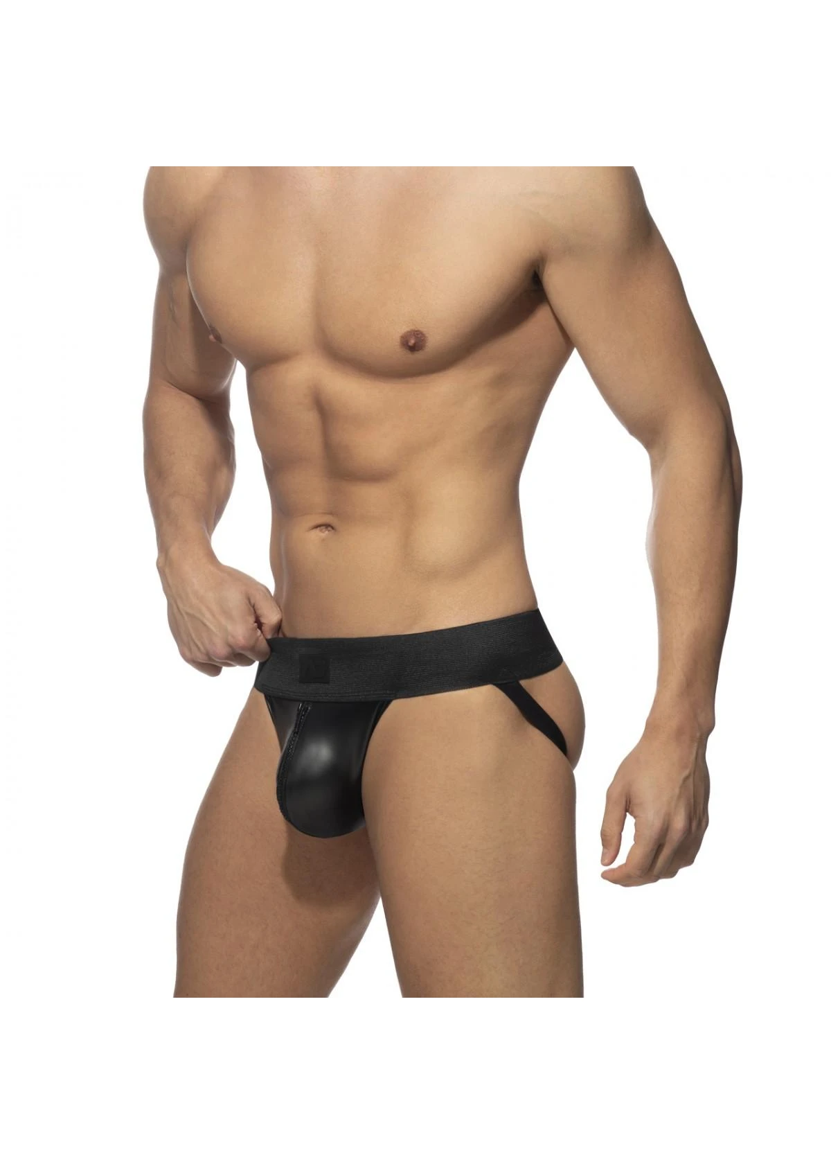 FRONT ZIP RUB JOCK - BLACK