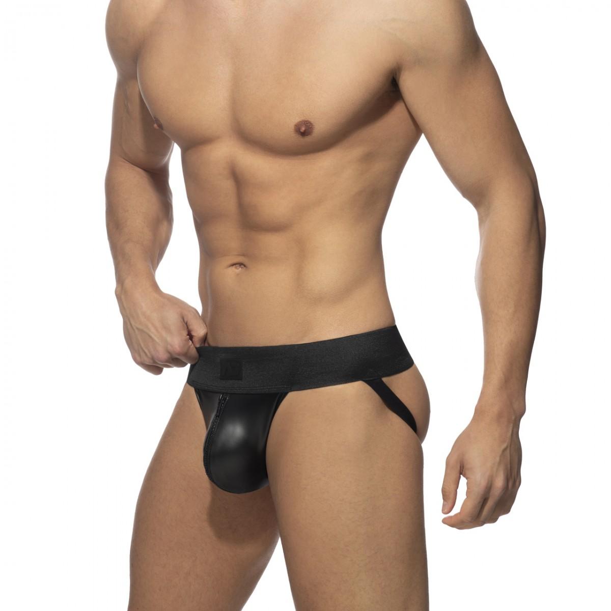 FRONT ZIP RUB JOCK - BLACK