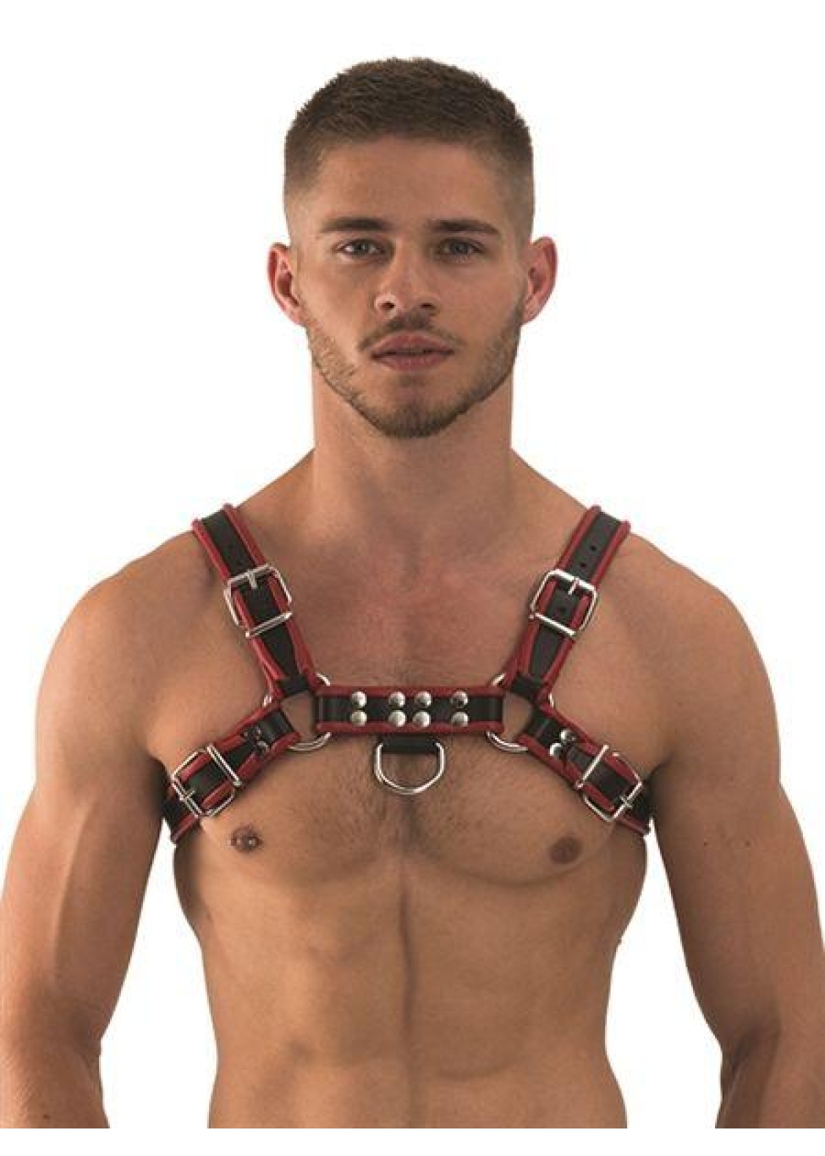 Mister B Leather Chest Harness Black-Red