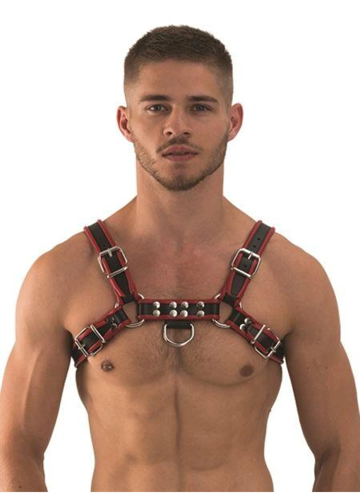 Mister B Leather Chest Harness Black-Red