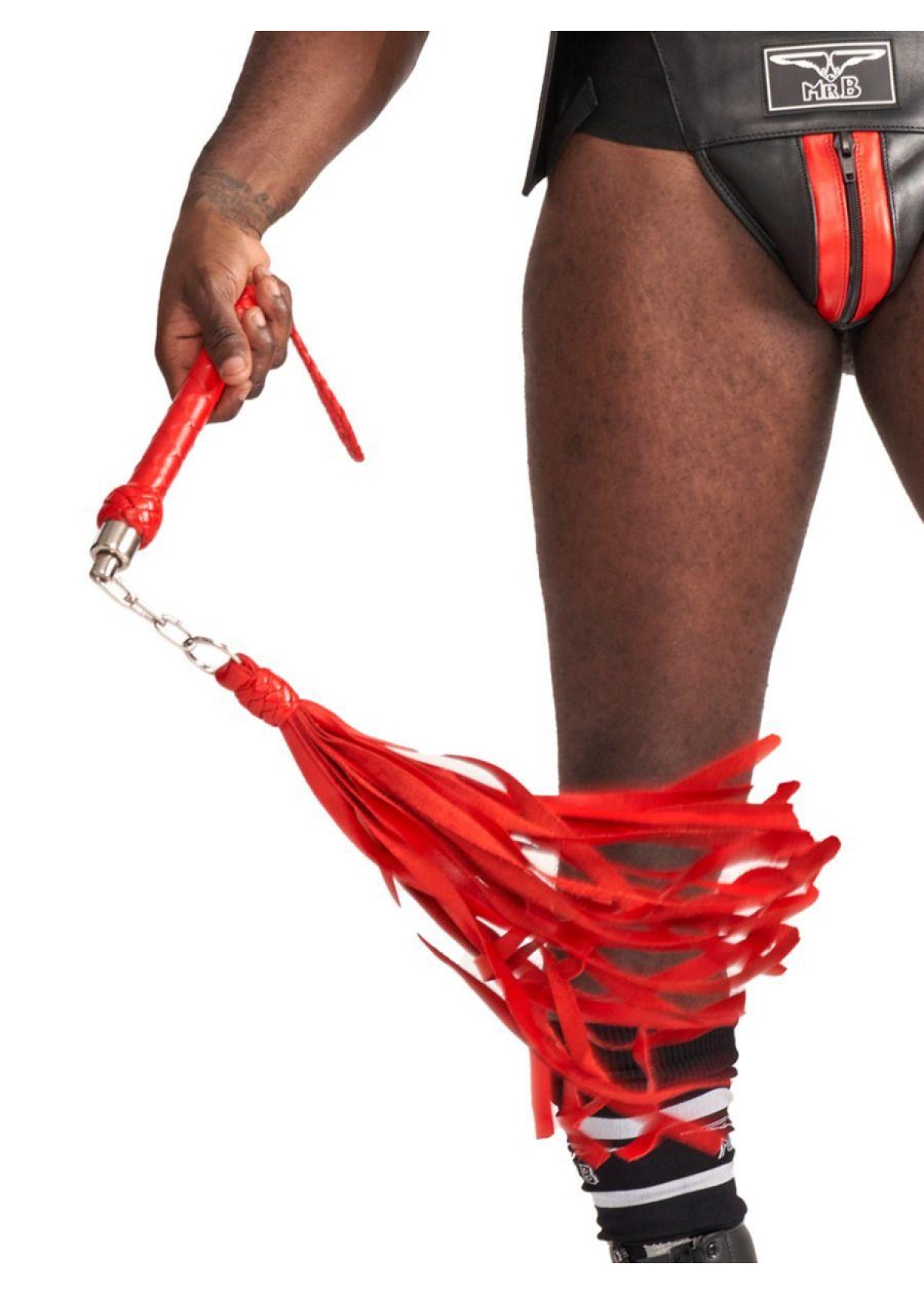 Mister B Impact Premium Leather Flogger Curling  - Red