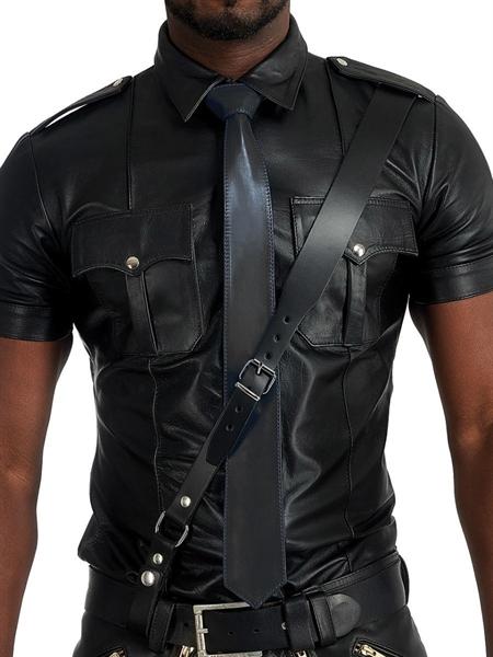 Mister B Leather Tie Stitched - Black