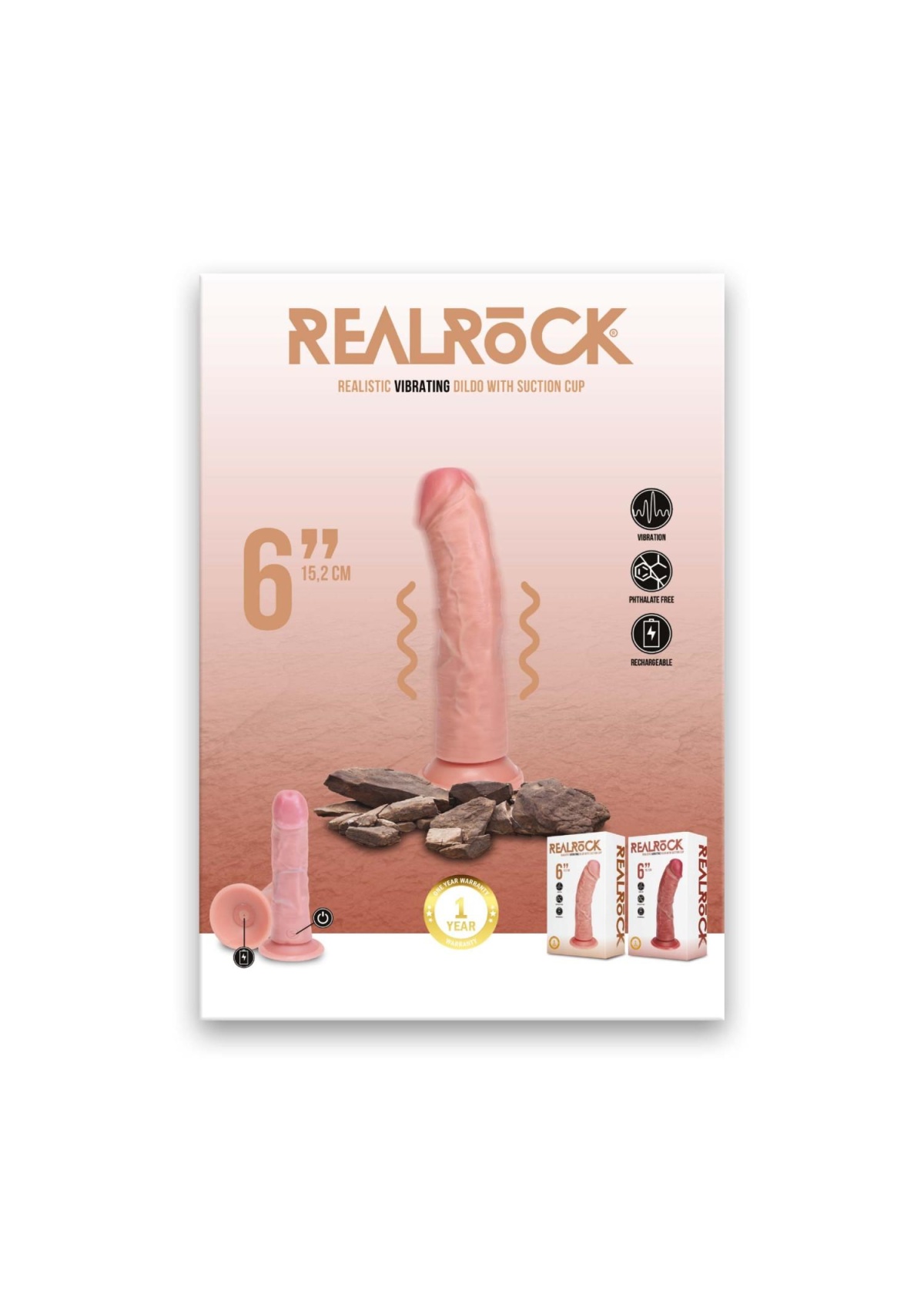 Vibrating Regular Curved Cock - 6 / 15,5 cm - Flesh