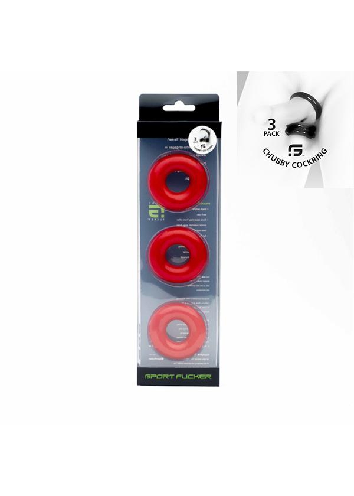 Chubby Rubber Cockring 3-Pack - Red