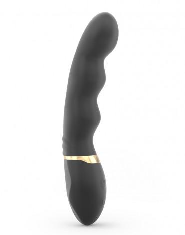 Too Much 2.0 - Classic Vibrator with Ribbed Design - Black & Gold