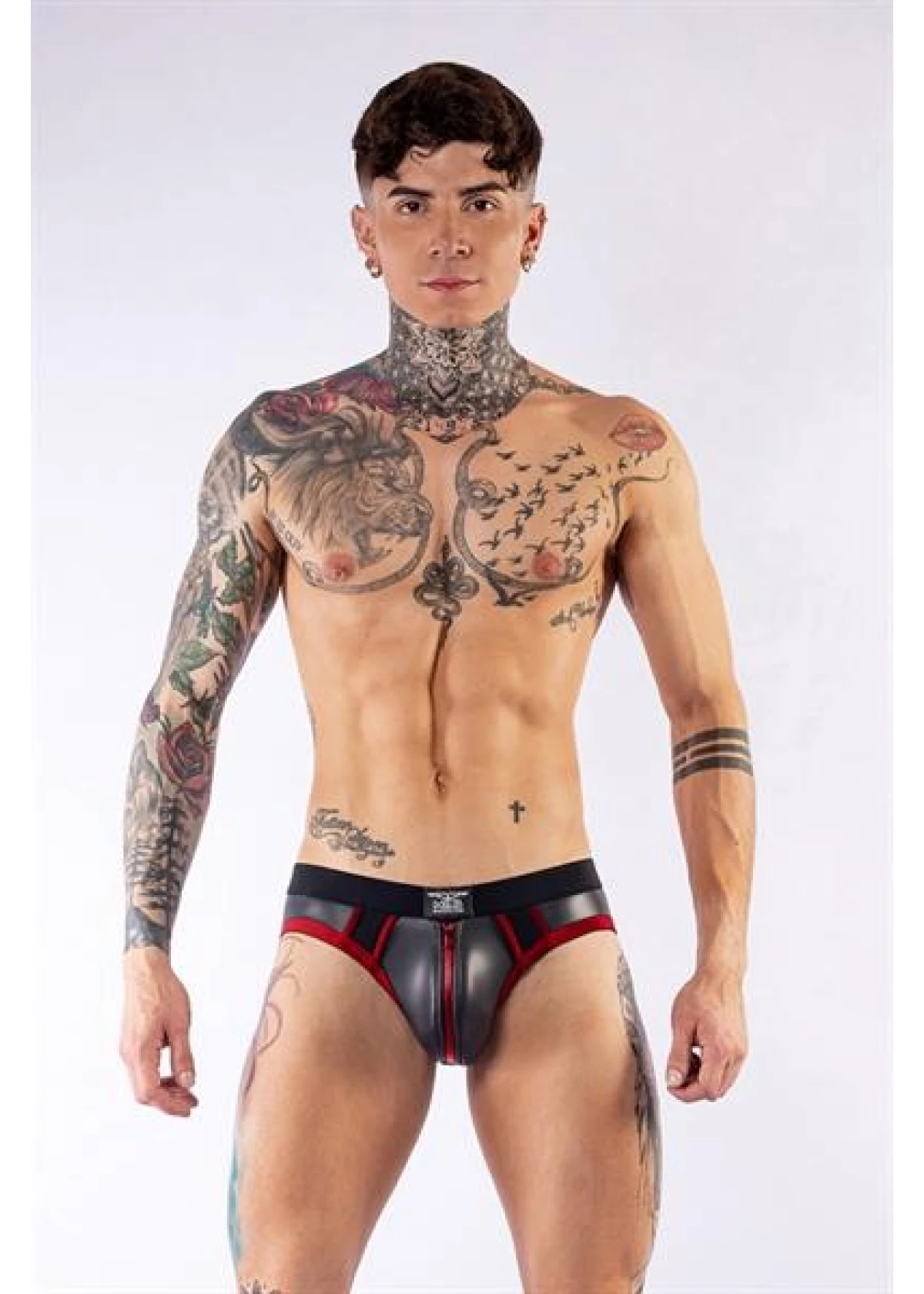 Mister B Neoprene Jock Brief Black Red