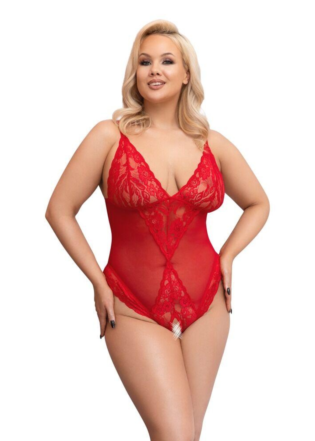 Red Curvy Crotchless Body