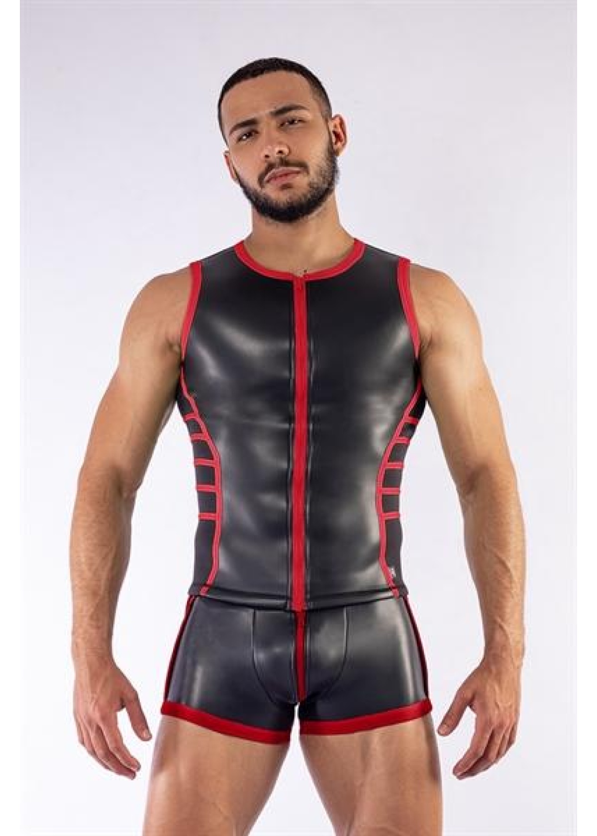 Mister B Neoprene V-Shaped Top Black Red