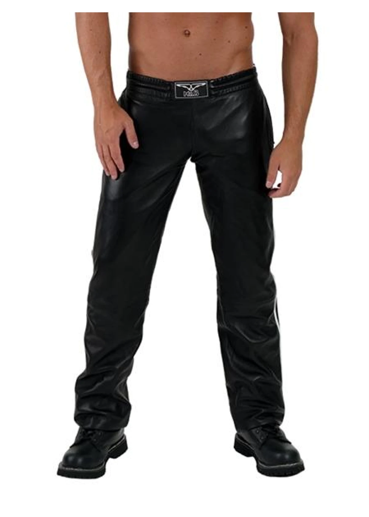 Mister B Leather Jogging Pants White Stripes